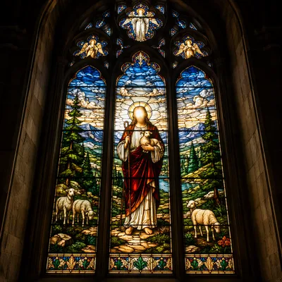 Jesus Good Shepherd Stained Glass Chapel Window