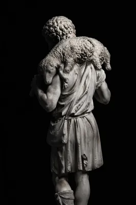 Good Shepherd Marble Statue with Lamb