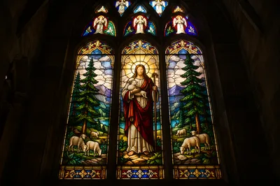 Jesus Good Shepherd Stained Glass Chapel Window
