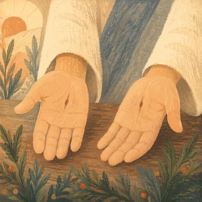 Resurrection Hands with Healed Nail Scars