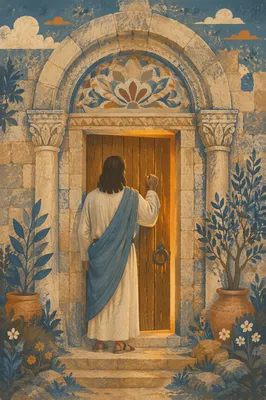 Jesus Knocking at Glowing Doorway