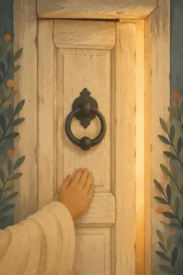 Jesus Knocking at Weathered Door Light
