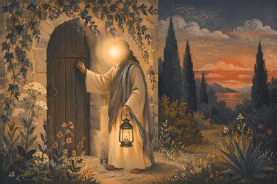 Jesus Knocking at Garden Door Light