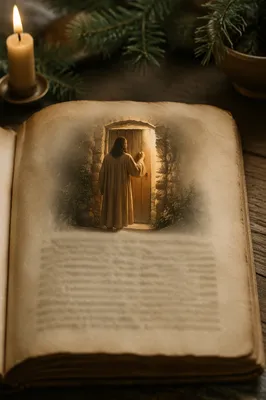Jesus Knocking at Door with Golden Light