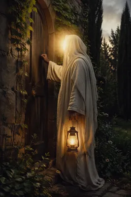 Jesus Knocking at Garden Door Light