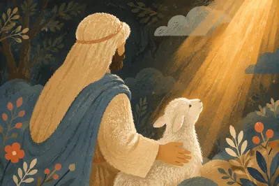 Gentle Shepherd Light with White Lamb