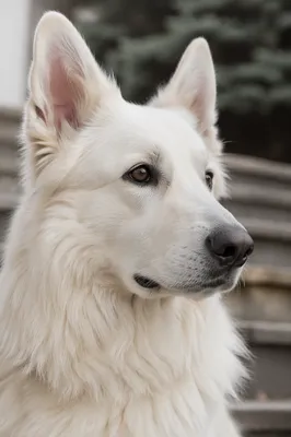 Gentle White Shepherd in Evergreen Light