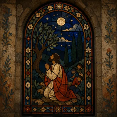 Jesus Praying in Gethsemane Stained Glass