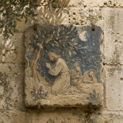 Moonlit Gethsemane Prayer Stone Relief