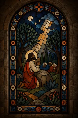 Jesus Praying in Gethsemane Stained Glass