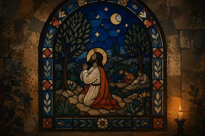 Jesus Praying in Gethsemane Stained Glass
