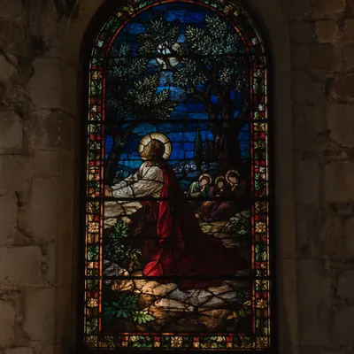 Stained Glass Jesus Praying at Gethsemane