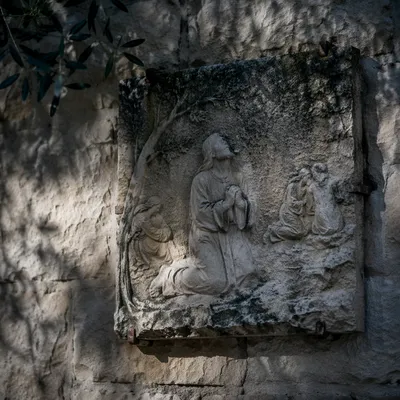 Moonlit Gethsemane Prayer Stone Relief