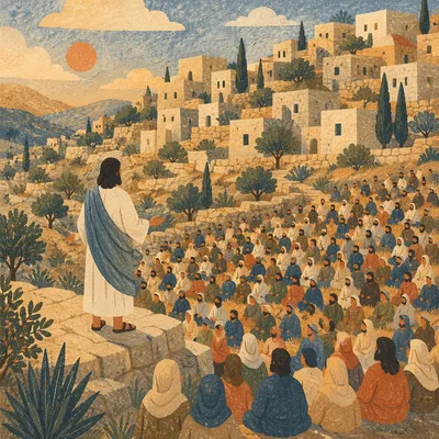 Jesus Teaching the Crowd on Hillside
