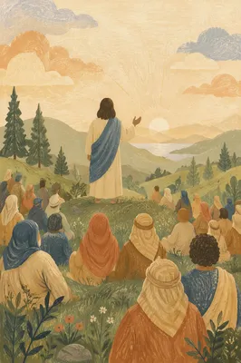 Jesus Teaching the Crowd on Hillside