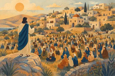 Jesus Teaching the Crowd on Hillside