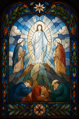 Transfiguration Mountain Stained Glass Glow
