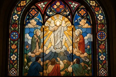 Transfiguration Stained Glass on Mountain Glory
