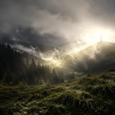 Jesus Transfiguration on Misty Mountain Ridge