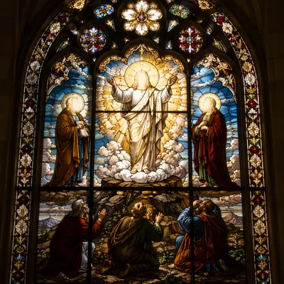 Transfiguration Stained Glass in Glowing Light