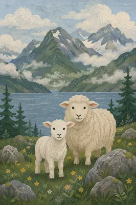 Gentle Lamb in Evergreen Mountain Meadow