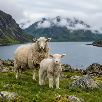 Gentle Lamb in Evergreen Mountain Meadow