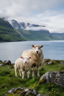 Gentle Lamb in Evergreen Meadow