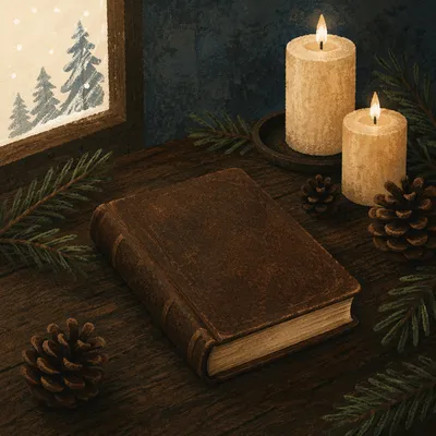 Leather Bible with Evergreen Candlelight