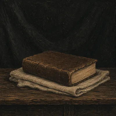Worn Leather Bible on Dark Wood