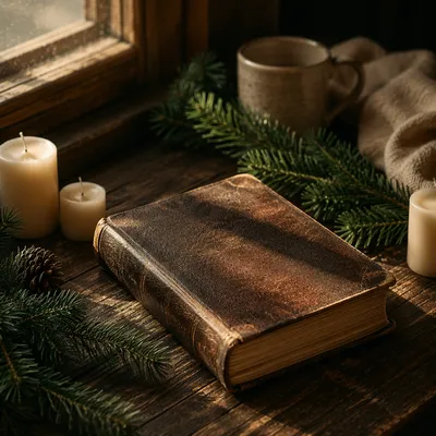 Leather Bible with Evergreen Winter Devotion