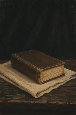 Worn Leather Bible on Dark Wood