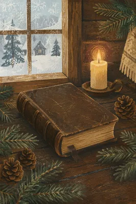 Leather Bible with Evergreen on Dark Walnut