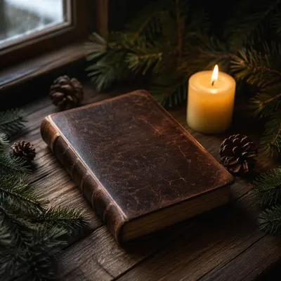 Leather Bible with Evergreen Candlelight