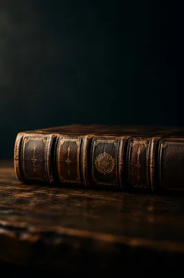 Leather Bible on Dark Wooden Table