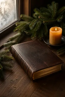 Leather Bible on Evergreen Walnut Table