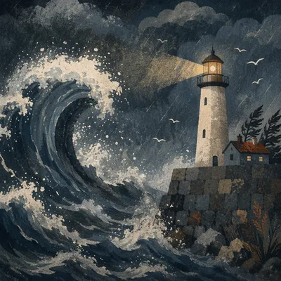 Stormy Lighthouse Beacon of Hope