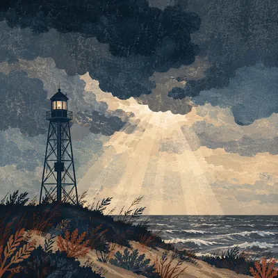 Stormy Lighthouse Beacon Under Dramatic Clouds