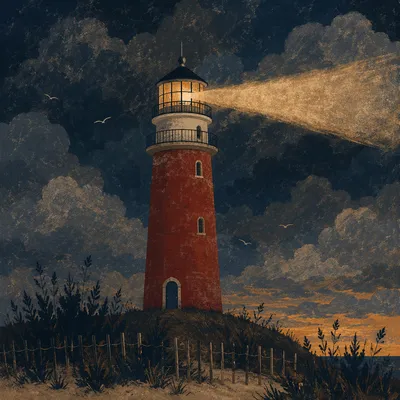 Stormy Lighthouse Beacon at Twilight