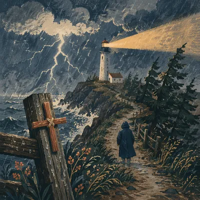 Lighthouse Beacon of Hope in Storm