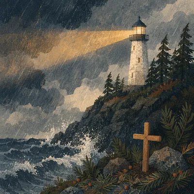 Lighthouse Beacon of Hope in Storm