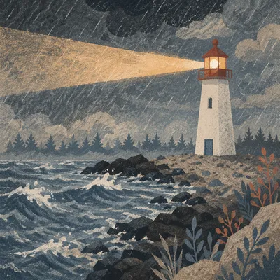 Storm Lighthouse Beacon of Steadfast Hope