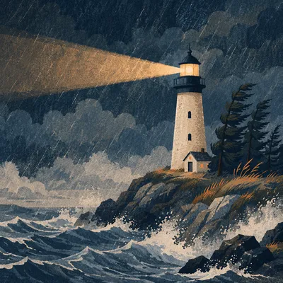 Stormy Lighthouse Beacon of Steadfast Hope