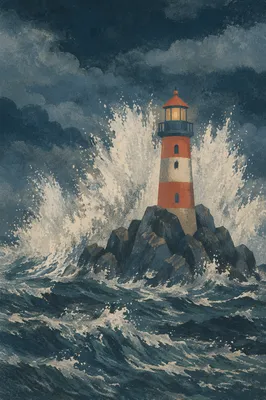 Stormy Lighthouse Beacon of Hope