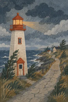 Storm Beacon Beside Evergreen Coastal Road