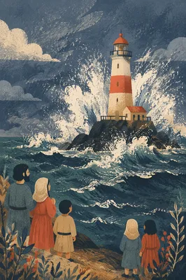 Hopeful Lighthouse Beacon in Coastal Storm