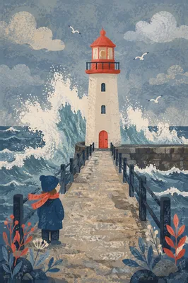 Lighthouse Beacon Through Coastal Storm