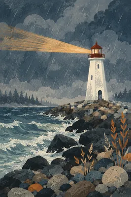 Stormy Lighthouse Beacon of Steadfast Hope