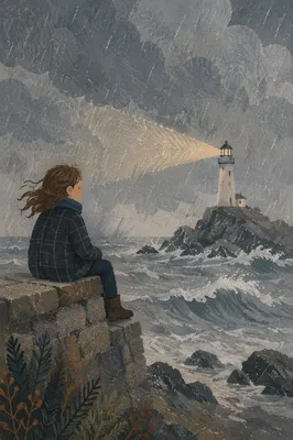 Storm Lighthouse Beacon Over Evergreen Coast