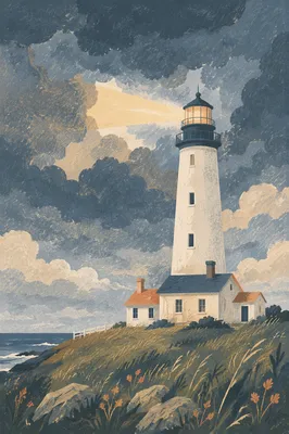 Stormy Coastal Lighthouse Beacon of Hope