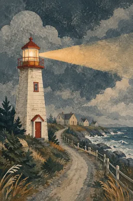 Stormy Coastal Lighthouse Beacon of Hope
